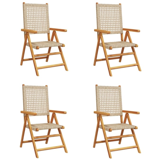 vidaXL - Inklapbare - stoelen - 4 - st - verstelbaar - beige