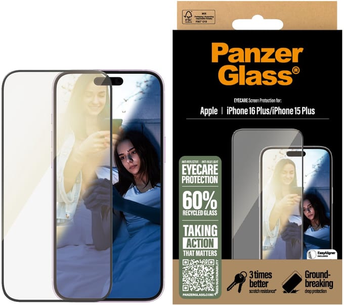 PanzerGlass EyeCare Screen Protector iPhone 16 Plus | Ultra-Wide Fit