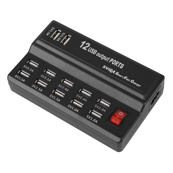 12 Poorten USB Hub 5V 12A Voedingsadapter Laadstation Adapter Lader Thuis Reizen Type gray