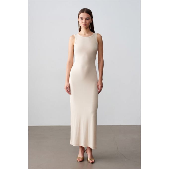 Geribbeld Mouwloos Bodycon Maxi Jurk