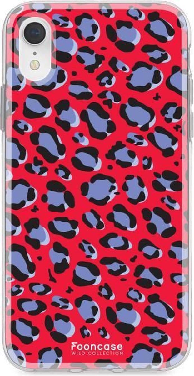 Fooncase Hoesje Geschikt voor iPhone XR - Shockproof Case - Back Cover / Soft Case - Luipaard / Leopard print / Rood