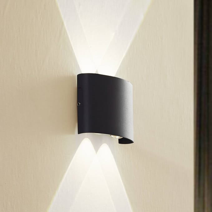 Lindby LED buiten wandlamp Ithan, 2-lamps, antraciet, 12 cm