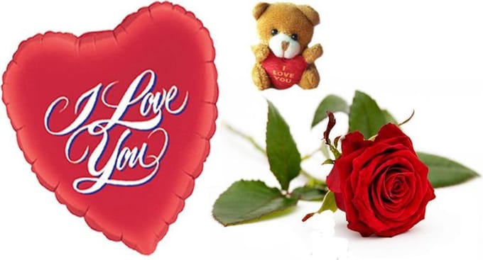 Vaderdag rode roos + Ballon ( I love you)