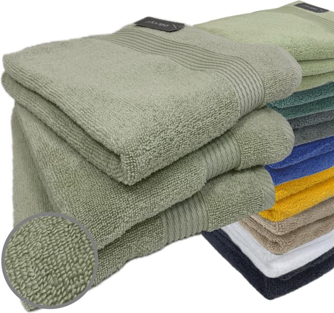iSleep Terry Handdoek - 3 Stuks - 60x110 cm - Licht Groen