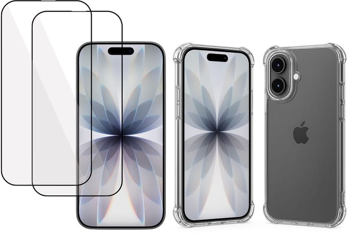 TechNow Hoesje + 2x Screenprotector geschikt voor iPhone 17 Hoesje Screenprotector - Full Screen - Extreme Shock Case Transparant