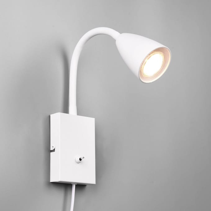 Trio Lighting Wandlamp Wanda met stekker, mat wit