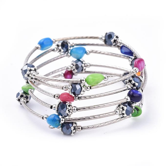 UITVERKOOP!!! Petra's Sieradenwereld - Wikkelarmband 5 wikkels met echte schelpkralen (24)