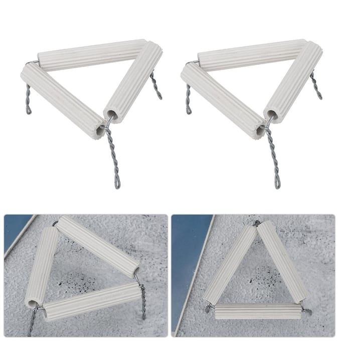 5 stuks 65 mm Laboratorium Klei Driehoekige Kroeshouder Keramische Pijpen en IJzerdraad white