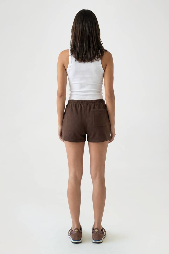 boohoo Dames Losse Sweat Short Met Contrasterende Trekkoord | Chocoladebruin | Maat: Small