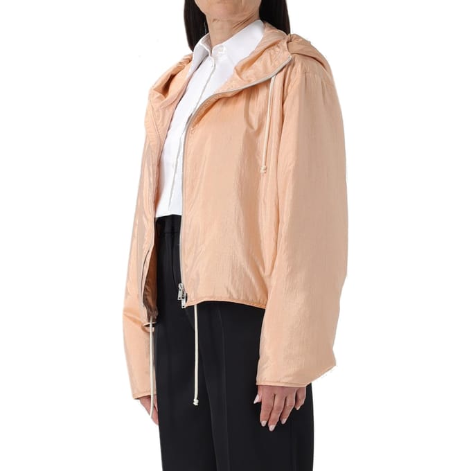 Jil Sander Blend Zijden Jas met Rits en Capuchon