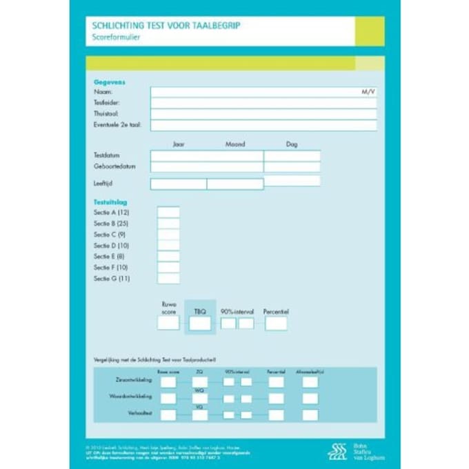 Schlichting Test Voor Taalbegrip - Scoreformulieren - L. Schlichting