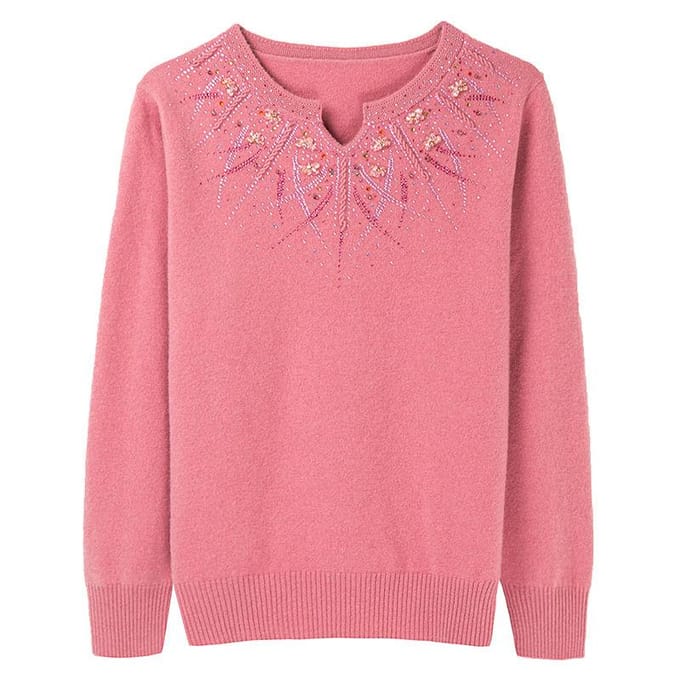 Pull tricoté en cachemire brodé de losanges, pull ample surdimensionné pour femme 2XL bleu