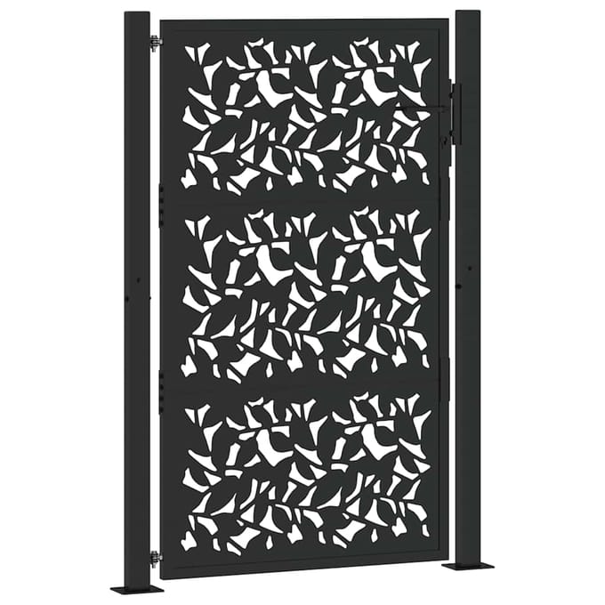 vidaXL - Poort - met - bladontwerp - 100x150 - cm - staal - zwart