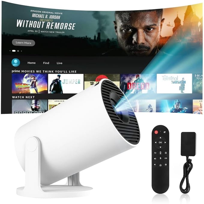Mini Beamer 4K – Draagbare Projector Android 11, WiFi 6 & Bluetooth 5.4 – 180° Draaibaar, 1080P Full HD