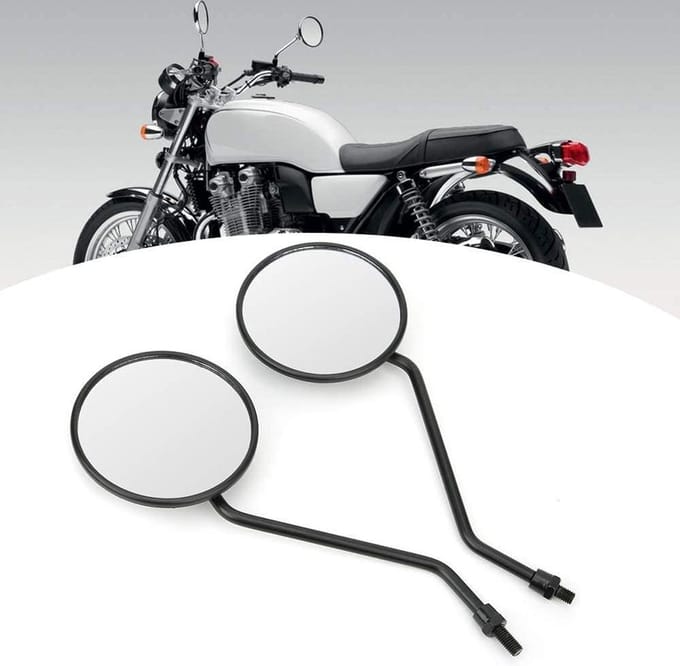 Zijspiegels rond universeel motorfiets spiegel set 2-delig (10 mm) met bevestiging .