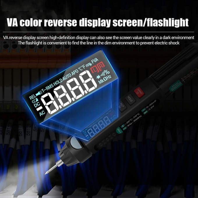ANENG Stylo Multimètre 6000 Compteurs Multimètre Numérique Testeur de Compteur avec Écran LCD Rétroéclairé With phase sequence detection vert
