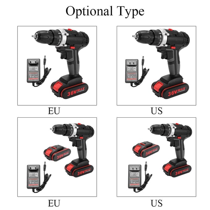 36V Multifunctionele Elektrische Slagmoersleutel Accu Hoogvermogen Lithium-accu Draadloos Oplaadbaar EU 2pcs battery