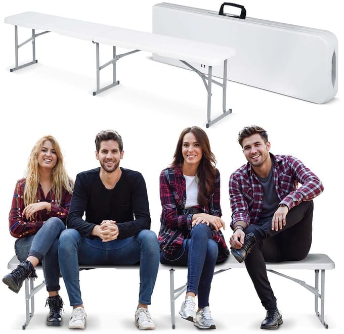 Opvouwbare tuinbank 180 cm Plonos wit