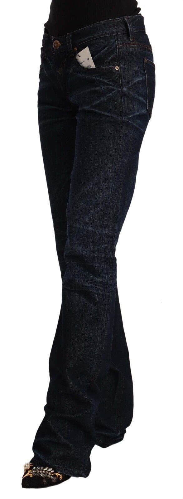 Ermanno Scervino Donkerblauwe Middelhoog Taille Katoenen Denim Rechstreekse Jeans