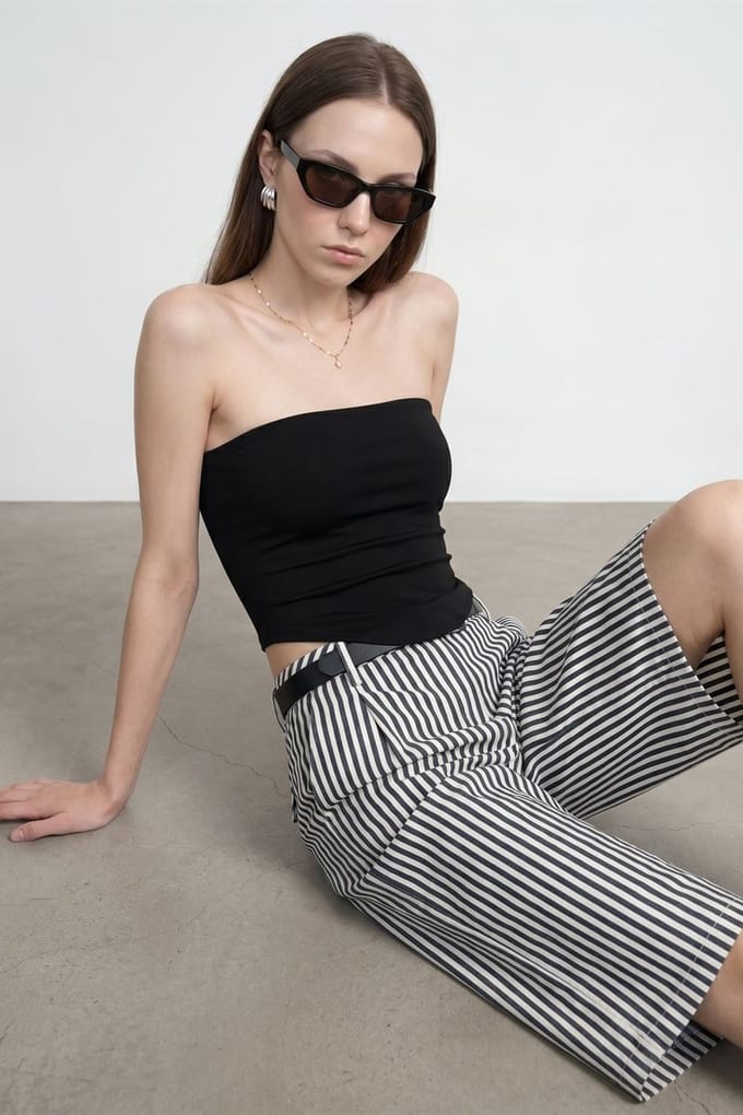 Dames Strapless Crop Bandeau Top
