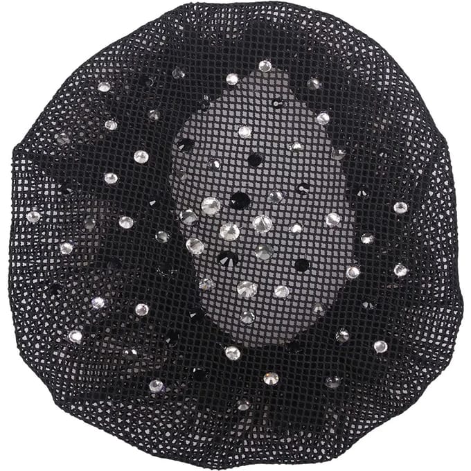 Qhp Crystal strass haatnetje / Knotnetje Black - Silver