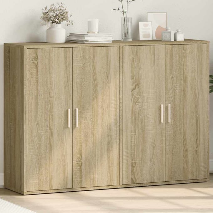 vidaXL - Dressoirs - 2 - st - 60x31x84 - cm - bewerkt - hout - sonoma - eikenkleurig