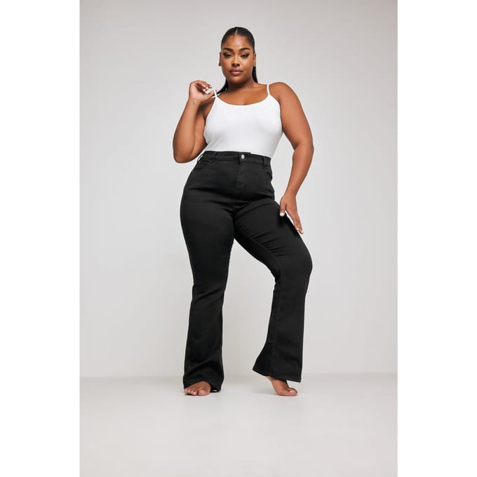 Yours Bootcut Isla Jeans Met Stretch In Zwart Size Long > 50