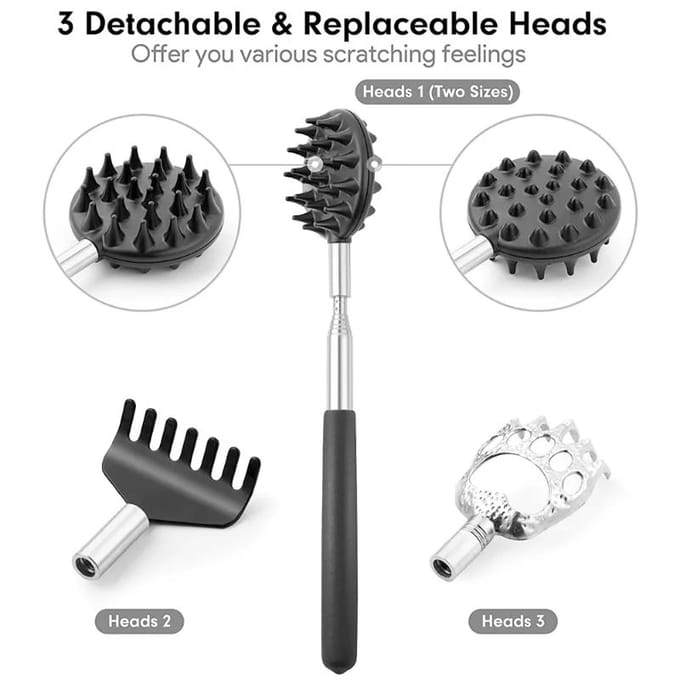 1 pièce de gratte-dos télescopique, kit de massage extensible pour soulager les démangeaisons et la relaxation black