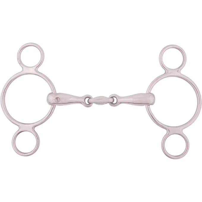 Roestvrijstalen 3-rings bit voor verstelbaar enkel paard BR Equitation