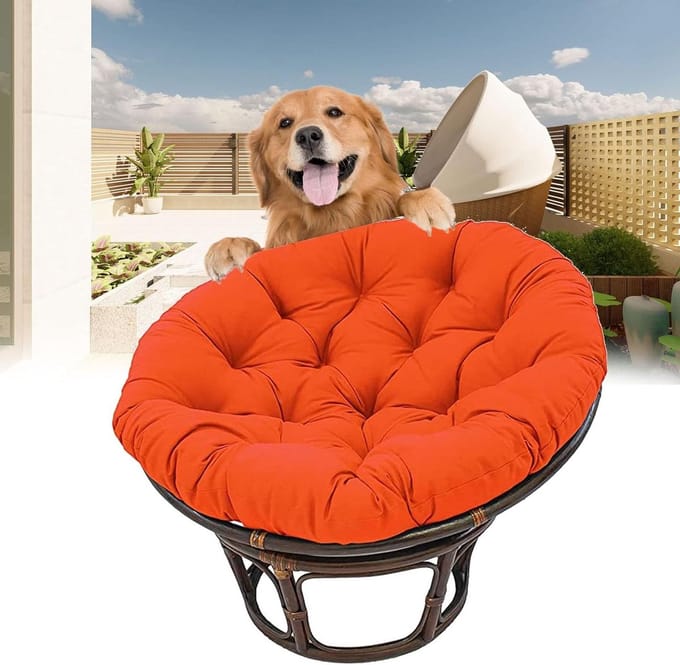 Papasan Stoelkussen - Schommelstoel Kussen - Buiten Ontspannen - Extra Dik Ontwerp - Rond - Geel