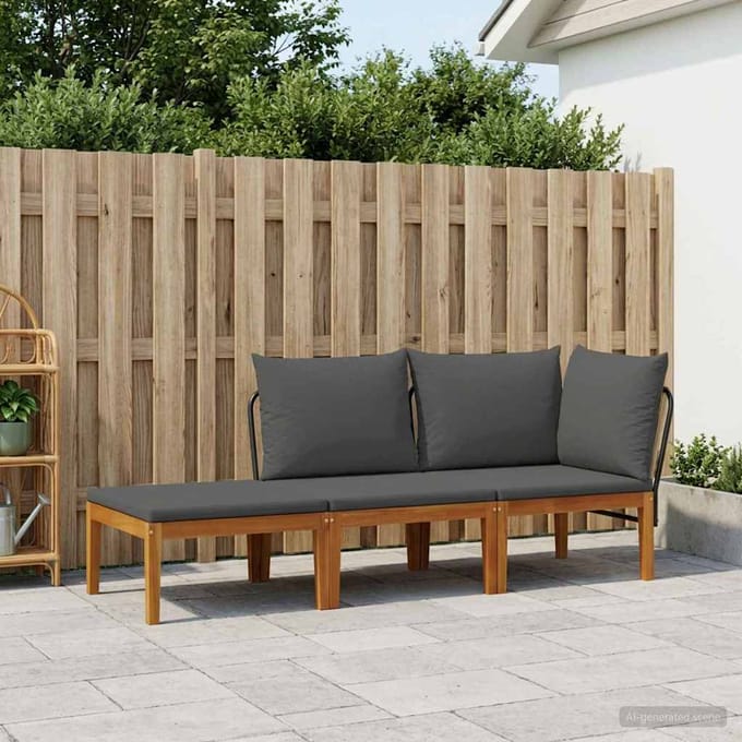 vidaXL - 3 - st - Massief - acaciahout - & - touw - Naturel