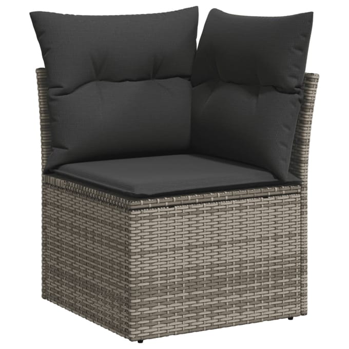 vidaXL - 9-delige - Loungeset - met - kussens - poly - rattan - grijs