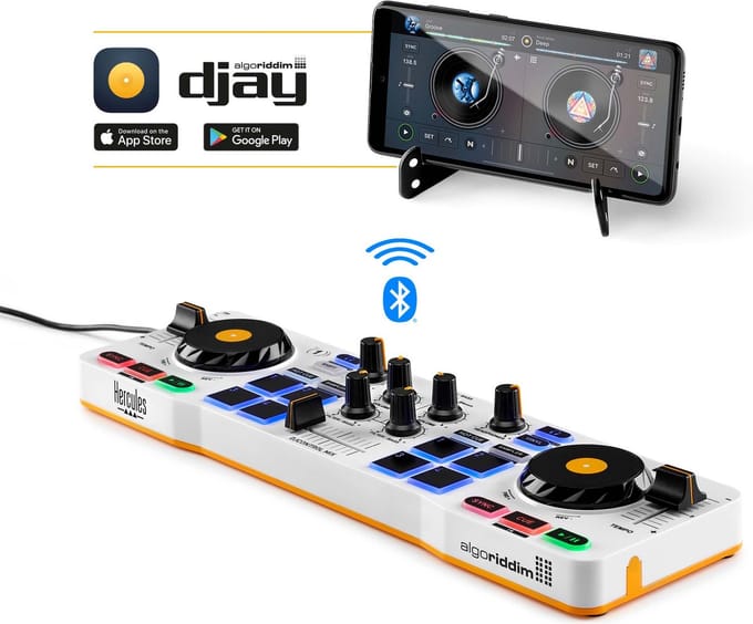Hercules DJ Control Mix - Smartphone DJ Controller - Algoriddim Djay-app - Bluetooth - iOS/Android