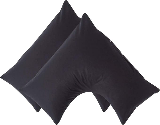 Homescapes Percale Katoen V-Kussensloop Set van 2 - Zwart - 100% Egyptisch Katoen - 200TC - 38 x 76 cm