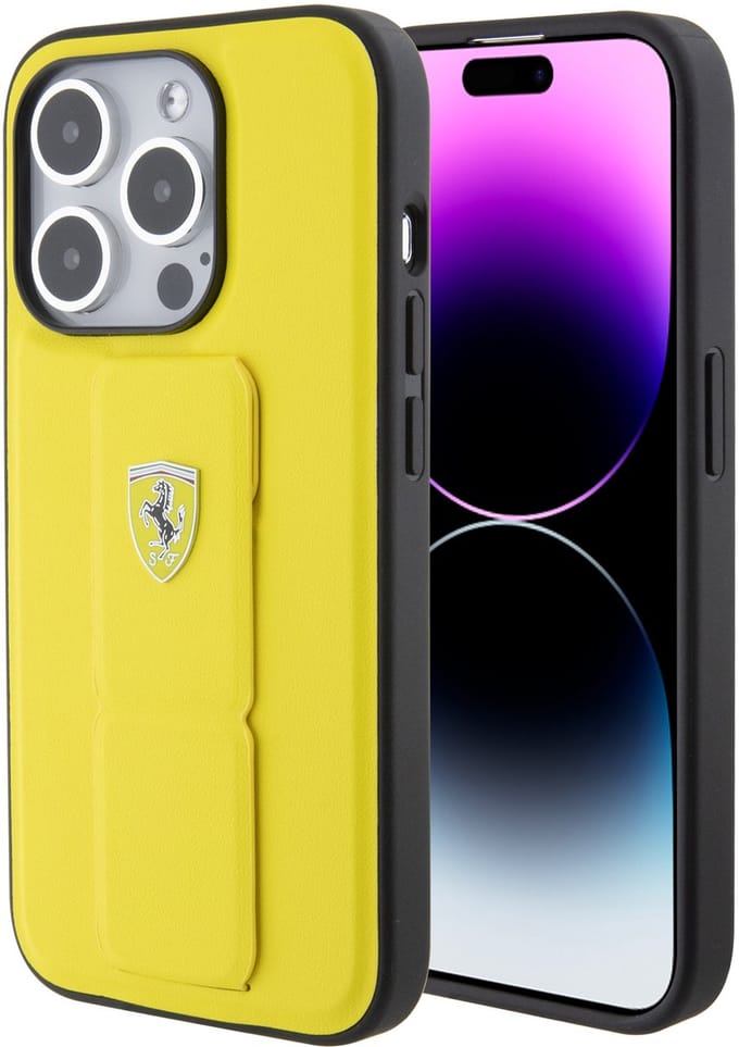 Ferrari Back Cover - Voor Apple iPhone 15 Pro - Geel - Slanke pasvorm - Bescherming voor camera & hoeken