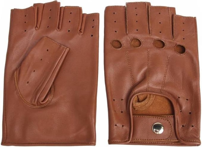 Driver vingerloze leren handschoenen nappa bruin maat S