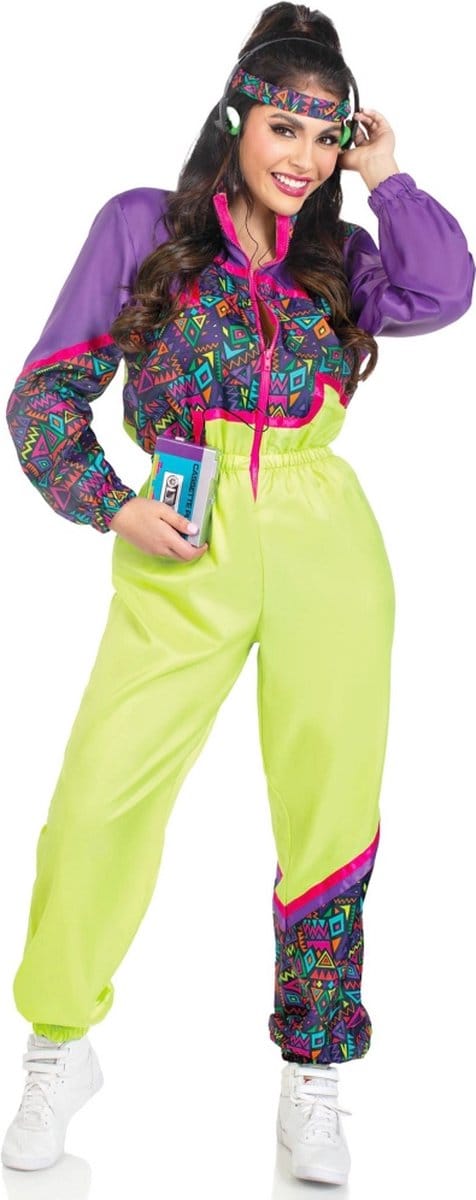 Leg Avenue - Rad 80s Tracksuit Kostuum - M/L - Multicolours