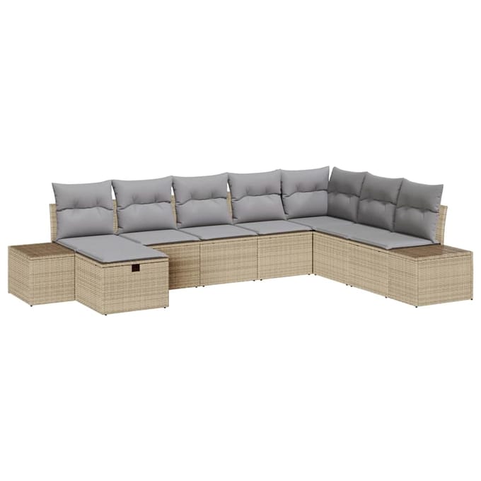 vidaXL - Tuinbank - Set - 8 - st - Beige - poly - rattan
