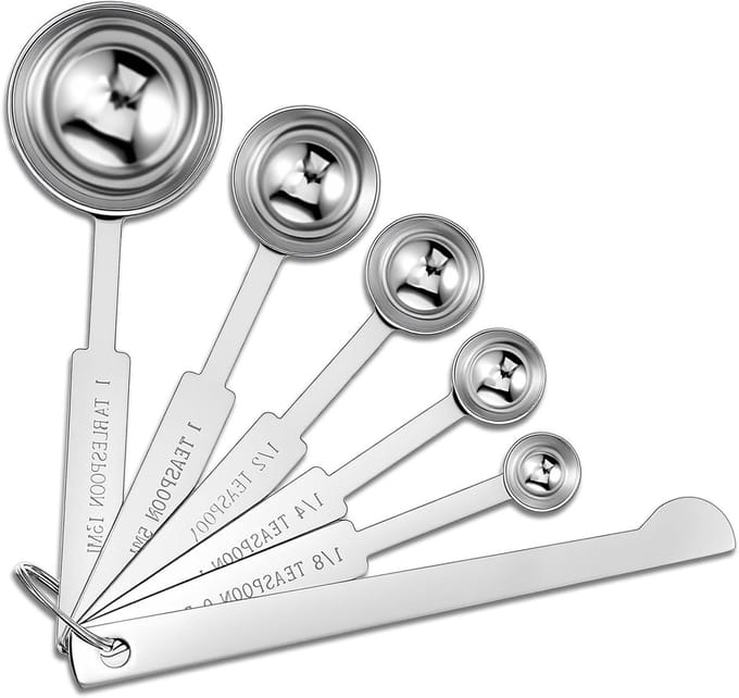 Solidchoice - Set van 6 RVS Maatlepels voor Koken en Bakken