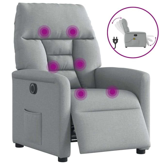 vidaXL - Massagestoel - elektrisch - verstelbaar - stof - lichtgrijs