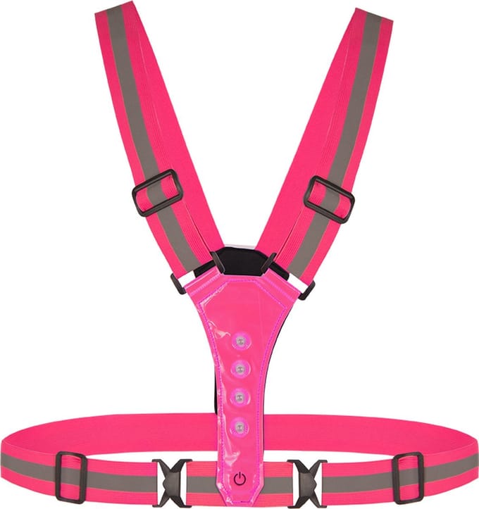 Scoby - Hardloopvest - Hardloopverlichting - Rode Verlichting - Veiligheid - Accessoires - LED - Running Vest - Roze