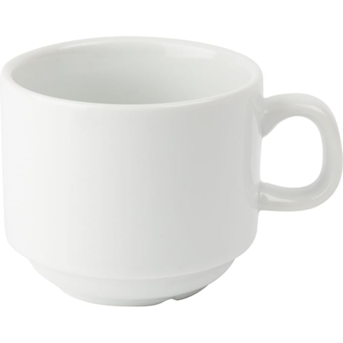 Olympia - Witte porselein kopjes stapelbaar ( set van 12 stuks )