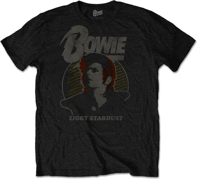 David Bowie Heren Tshirt -S- Vintage Ziggy Zwart