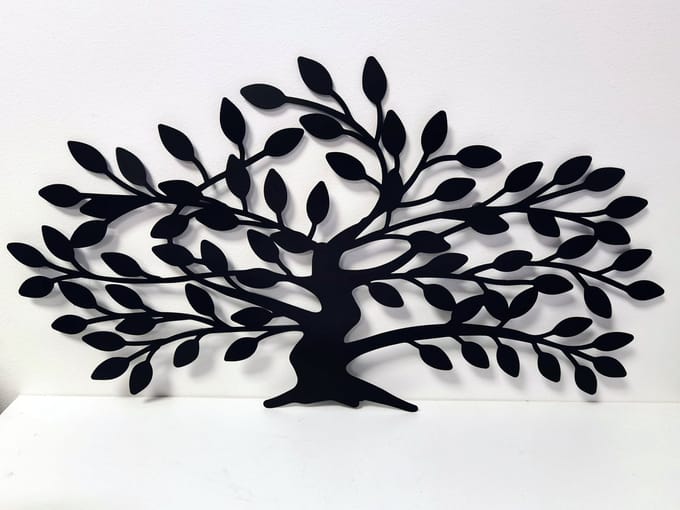 Wanddecoratie - Muur decoratie - 38 x 70 x 1 cm - Levensboom - Bruin - Metaal - 1427