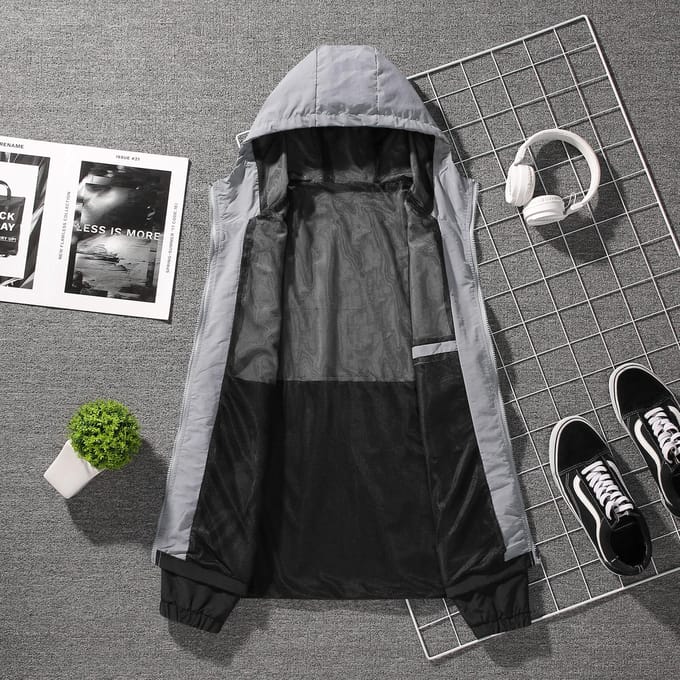 Veste décontractée pour homme, nouvelle tendance, veste épissée, style coréen, ample, à capuche XXXXL gris