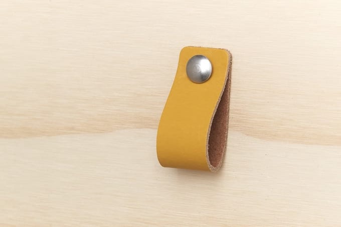 Leren handgreep Okergeel L 15x3 cm