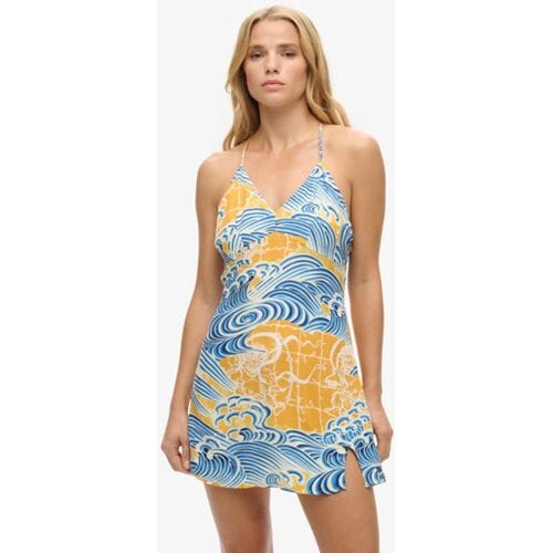 Superdry Minislipjurk met Print Goud Grootte: 40