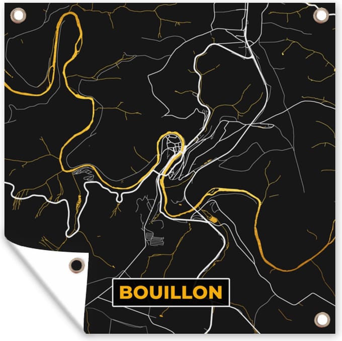 Tuindoek Goud - Stadskaart - Plattegrond - Bouillon - Kaart - 100x100 cm