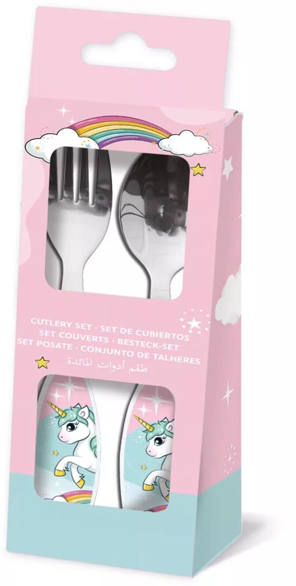 Unicorn metalen ergonomische bestekset - 2 stuks