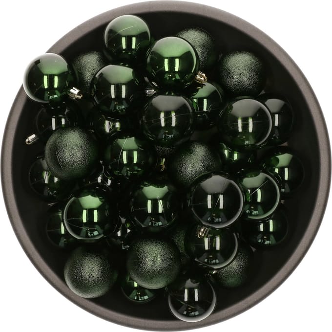 Decoris kerstballen - 25x stuks - 6 cm -kunststof - donkergroen
